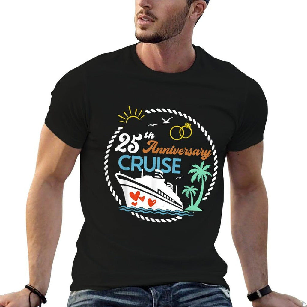 25th Anniversary Cruise Silver Wedding Cruise Vacation  Rolled Sleeves T-Shirt