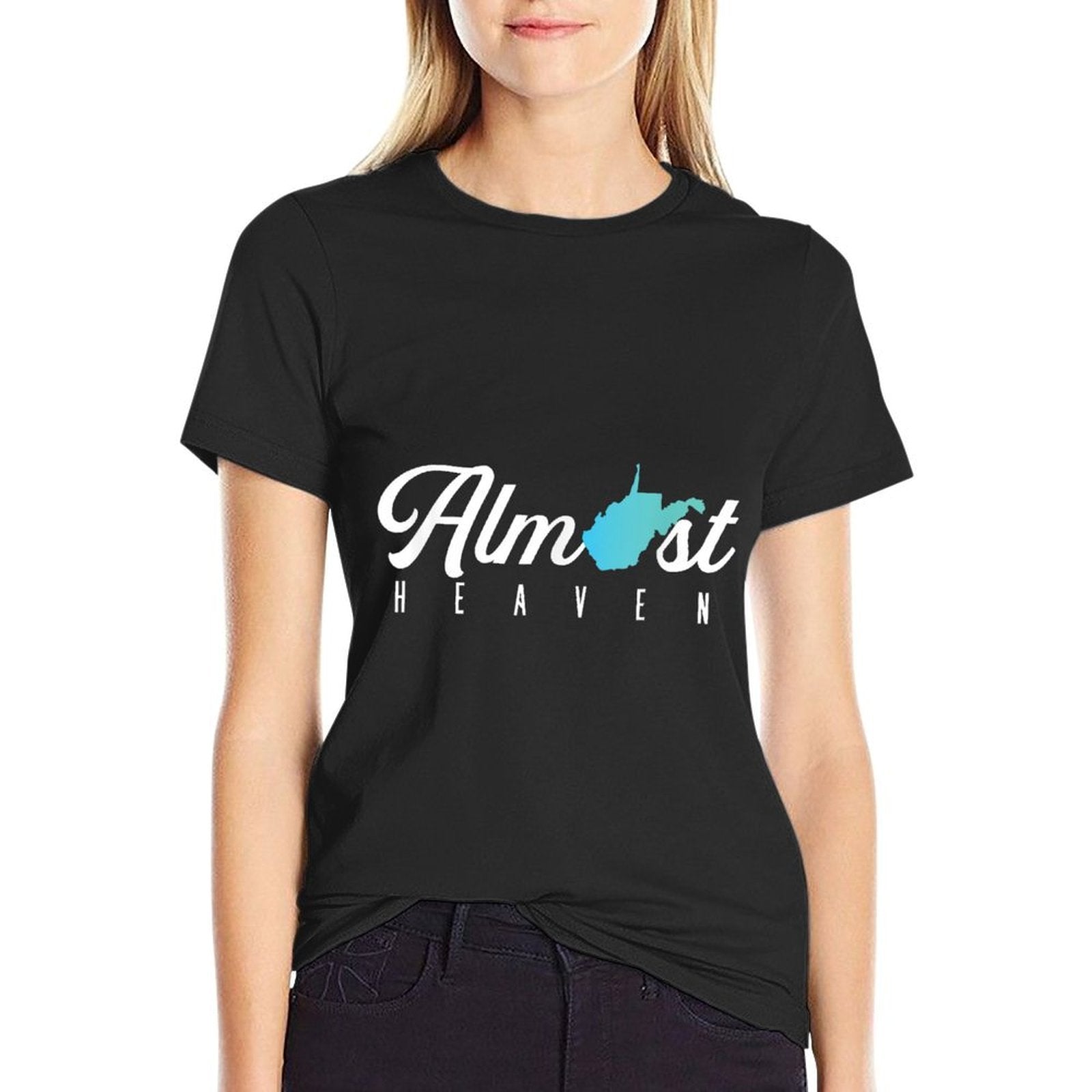 Almost Heaven West Virginia Map  American USA State  Tagless Design T-Shirt