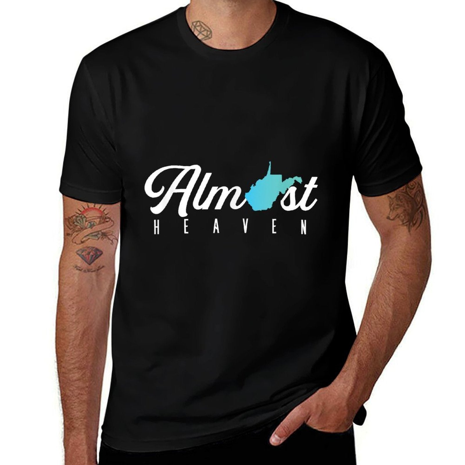 Almost Heaven West Virginia Map  American USA State  Tagless Design T-Shirt