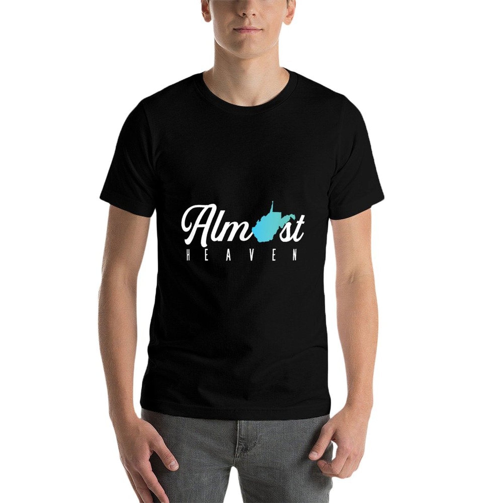 Almost Heaven West Virginia Map  American USA State  Tagless Design T-Shirt
